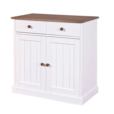 Immagine di Inter Link Cassettone Credenza Pino massiccio 2 ante cassetti Stile rustico Per sala da pranzo Salone Ingresso Westerland 3.2 Bianco / Marrone seppia
