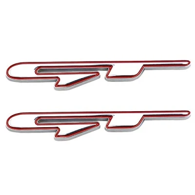 Immagine di 2 stemmi GT in metallo cromato per parafango bagagliaio cofano corto logo SUV coupé adesivo 3D (argento rosso)