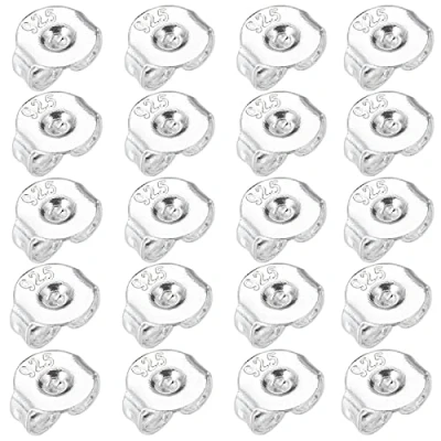 Immagine di 20 pezzi Orecchini Argento,Chiusure per Argento,d&#039;Argento Tappo Orecchini,925 tappi rotondi,per a Perno e Ganci