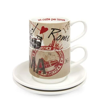 Immagine di Egan Set 2 Tazze Caffè Impilabili Rome con MetalRuck