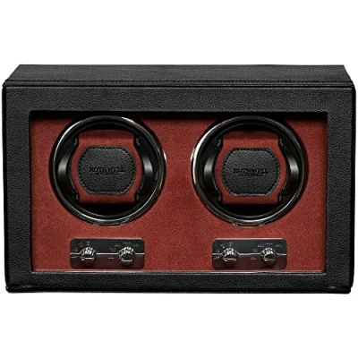 Immagine di ROTHWELL Doppio Caricatore per Orologi Automatici con Motore Silenzioso, Dotato di Diverse Velocità e Impostazioni Rotazione (Nero/Rosso)