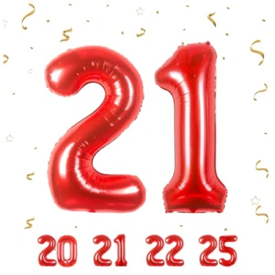 Immagine di Palloncini Compleanno 21 anni Rosso 101 CM Palloncino Numero Gonfiabile in Foil Decorazioni di un uomo donna Vola con l&#039;Elio