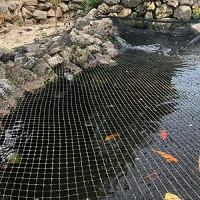 Immagine di AquaOne rete per laghetto a maglia fine, 10 x 15 m, copertura senza foglie, versatile in nero, di con 32 spiedini, protezione laghetti da giardino