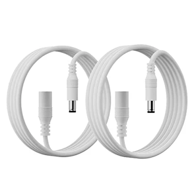 Immagine di PAUTIX 2 Pack 2M Cavo Prolunga CC 5,5mm x 2,1mm, Universale DC5 24V per Striscia LED, Telecamera di Sorveglianza, 12V Maschio a Femmina, Adattatore Alimentazione (Bianco)