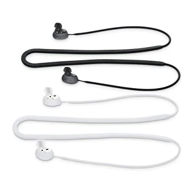 Immagine di kwmobile 2X Laccetto Portauricolari Compatibile con Samsung Galaxy Buds 2 Cordino Portacuffie in Ear Laccio Ferma Cuffiette Bianco Matt/Nero