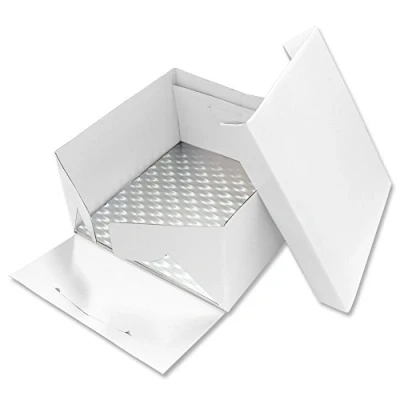 Immagine di PME BBS888 Scatola per Dolci con Sottotorta Quadrato, Cartone, Bianco, 25,5 cm