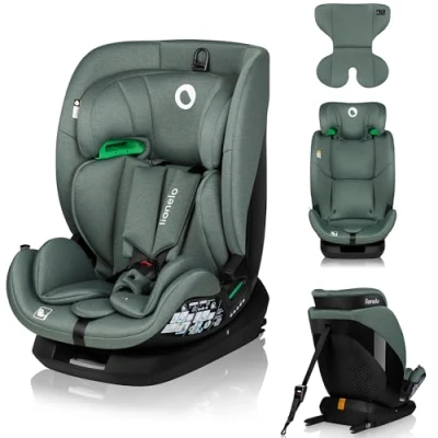 Immagine di LIONELO LAVENDER I Size Seggiolino auto per bambini da 76 a 150 cm Gropup 1 2 3 Installazione con ISOFIX o cintura Poggiatesta e Schienale regolabili, l&#039;Ultimo norma R129 (Pistachio, SIZE)