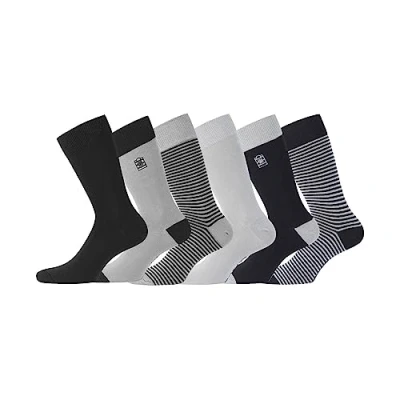 Immagine di SERGE BLANCO Calzini Uomo cotone pettinato, set di 6 Calze Lunghe, confortevoli e piacevoli, Nero, Grigio, Taglie 39/42