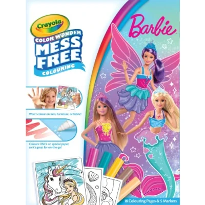 Immagine di Crayola Color Wonder Barbie Libro da colorare senza ingombro, con 18 pagine e 5 pennarelli magici di colore meraviglioso), per oltre 3 anni
