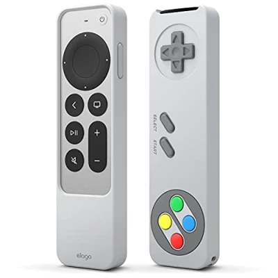 Immagine di elago Custodia Retrò R4 Compatibile con Telecomando Apple TV 4K Siri 3a Generazione(2022) e 2a Generazione(2021) Design Classico Controller [Non Funzionante], Cordino Incluso, Antiurto (Grigio Chiaro)