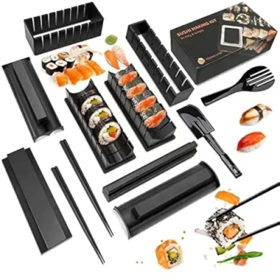 Immagine di Sushi Maker Kit Stampi per Preparazione Set Rulli Riso Cucina DIY Completo Adatto Principianti (12 Pezzi)