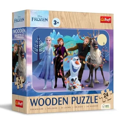 Immagine di Trefl Legno: Frozen, l’Incredibile Regno di Ghiaccio 24 Pezzi, Wooden Puzzle, Bordi Arrotondati, Motivo Decorativo sul Retro, per Bambini dai 3 anni, Multicolore, 20264