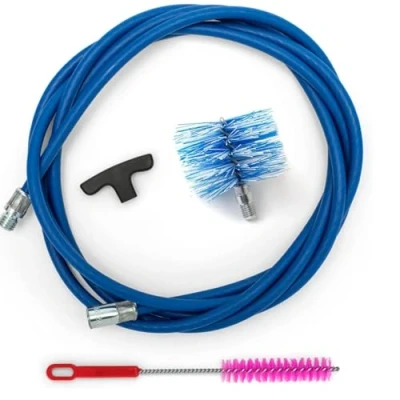 Immagine di BARETTO Kit per Pulizia della Stufa a Pellet, Prolunga di 3 Metri la Pellet con Curvatura 90, Scovolino Standard in Nylon 80 mm, multiuso e Manico