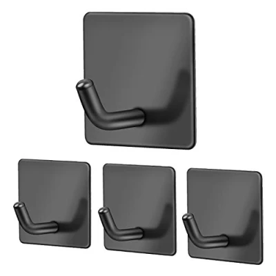 Immagine di Vista Ganci Adesivi Bagno in Acciaio Inox 4 Pezzi Asciugamani Nero Autoadesivi Appendiabiti Attaccapanni Muro Appendi Accappatoio Set Accessori Cucina