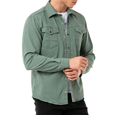 Immagine di Redbridge Camicia in denim di alta qualità, cotone, casual, Nero , L