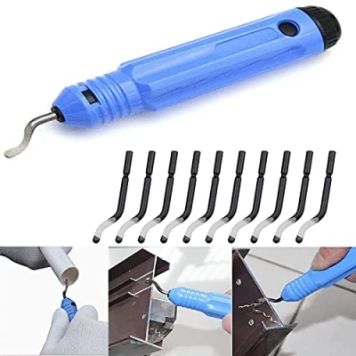 Immagine di Sbavatura a Mano Set di Attrezzi, Attrezzo universale per sbavatura, con 10 Pezzi Sbavare Lama Sbavatore Metallo Rotanti, Legno, Plastica, Alluminio, Rame e Acciaio, Utensile Rifilare