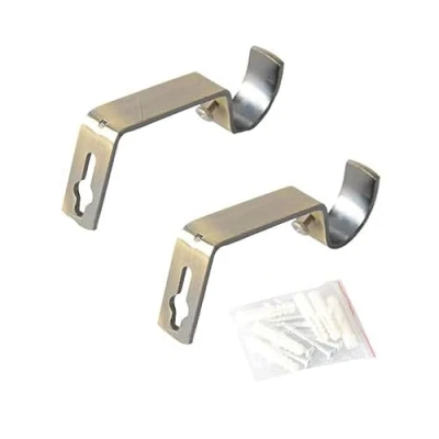 Immagine di Set di 2 staffe in metallo per aste tende ottone con viti pali da 28 mm, resistente.