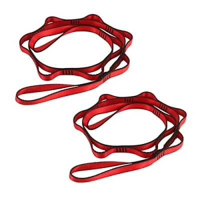 Immagine di Daisy Chain, Cinghie di Arrampicata in Nylon Regolabili Con Catene a Margherita da 2 Pezzi Estensione Per Amaca Yoga (Red)