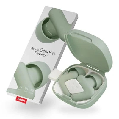 Immagine di Alpine Silence Tappi Orecchie per Dormire, Viaggiare &amp; Concentrarsi Protezione Uditiva Comoda, Riutilizzabile Forma a V aderente Punte Morbide XS/S/M/L 25dB Riduzione Rumore Verde