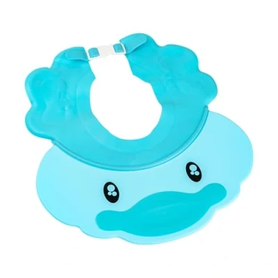 Immagine di protezione regolabile per occhi e orecchie, 1 pezzo, in blu, morbido shampoo bambini adulti, cuffia da doccia bambini, berretto shampoo, aiuto lavare i capelli senza lacrime