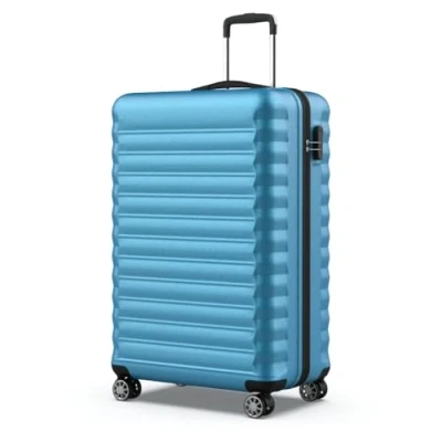 Immagine di NUMADA Valigia Grande Upfly 25Kg 28&#039; ABS (75x49x29cm) con chiusura a combinazione e 4 ruote doppie 360 Resistente Leggera Interni scomparti Blu