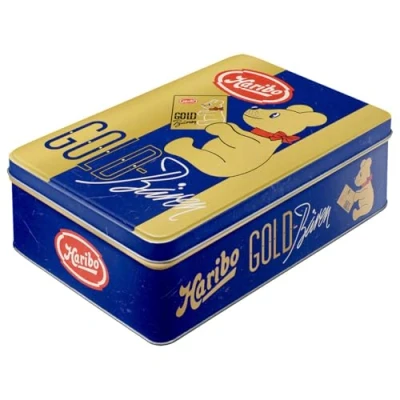 Immagine di Nostalgic Art Contenitori in latta retrò piatti, 2,5 l, HARIBO Goldbären vintage Gold Idea regalo per golosi, Official License Product (OLP), scatola con coperchio, design