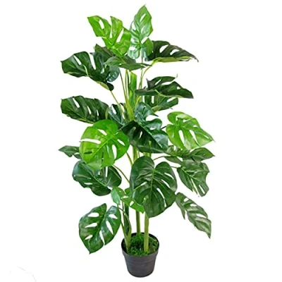 Immagine di Leaf Pianta artificiale realistica di formaggio Monstera, 100 cm