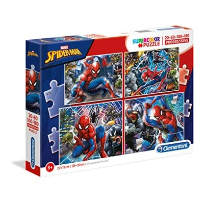 Immagine di Clementoni Spider Man Supercolor Puzzle Spiderman, 20 + 60 100 180 pezzi, Colore Multicolore, 21410