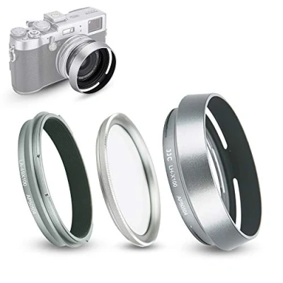 Immagine di Paraluce e anello adattatore per Fujifilm Fuji X100VI, X100V, X100F, X100T X100S, X100, X70 sostituisce lh x100 (con filtro UV)