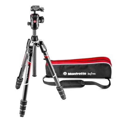 Immagine di Manfrotto Befree GT PRO Kit Treppiede per Fotocamera, da Viaggio, Testa a Sfera, Portatile, Compatto,Treppiede Professionale in Carbonio, Reflex, Mirrorless, Accessori,MKBFRTC4GT BH