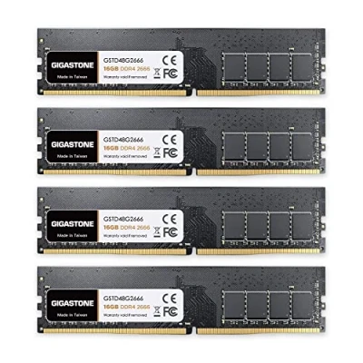 Immagine di [RAM DDR4] Gigastone Desktop RAM 64GB (4x16GB) DDR4 32GB 2666MHz PC4 21300 Unbuffered Non ECC 1.2 V CL19 UDIMM di Memoria 288 Pin per Desktop, Computer (SOLO Desktop)