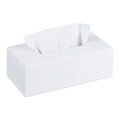 Immagine di Relaxdays Scatola per fazzoletti in bambù, con fondo scorrevole, AxLxP 7,5 x 24 12 cm, bianco 10023252