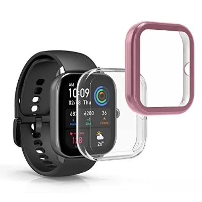 Immagine di kwmobile Set 2x Custodia Smartwatch Compatibile con Huami Amazfit GTS 4 Mini Cover Case Silicone Protezione Orologio Fitness trasparente/rosa antico