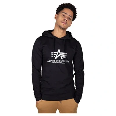 Immagine di Alpha Industries Basic Hoody Felpa con Cappuccio da Uomo, Opaco, Black, 4XL