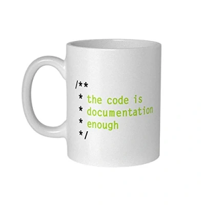 Immagine di getDigital The Code Is Documentation Enough, Tazza da caffè Perfetta per programmatori, amministrazioni informatiche e Computer Geek 300 ml Ceramica, Bianco, 1 unità (Confezione 1)