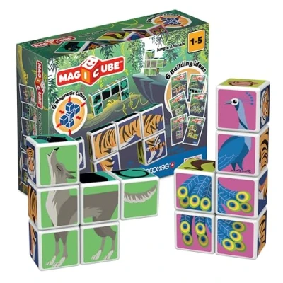 Immagine di Geomag Magicube Jungle animals 6 cubi Gioco di Costruzione con Cubetti Magnetici