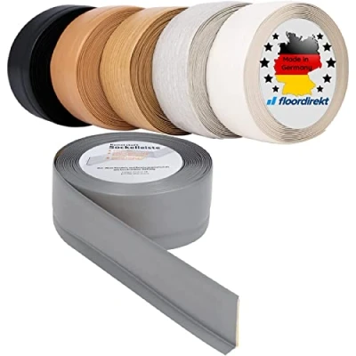 Immagine di Battiscopa Oslo 50 x 15 mm Barra pieghevole individualmente Retro autoadesivo morbido in PVC (lunghezza 25 metri, faggio chiaro)