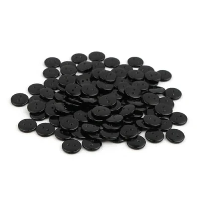 Immagine di Handarbeit Lieblingsladen 100 bottoni in resina di alta qualità, rotondi, colore nero, 10 mm, 2 fori, da cucire, cucire e fai te, nera