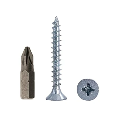 Immagine di Confezione da 400 viti per legno in acciaio zincato, 5,0 x 40 mm, truciolato, vite universale Pozi Drive, PZ completamente filettato, testa svasata Pozidriv (400, mm)
