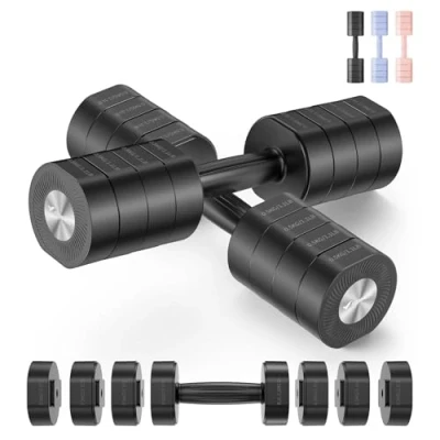 Immagine di Merach Manubri Regolabili，Set di 2 Palestra Casa, Pesi Casa 4 in 1, 1 4KG Regolabili, Dumbbells per Allenamento della Forza, Fitness Uomini/Donne Nero
