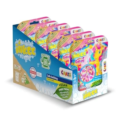 Immagine di INKEE Confezione da 6 Bath Crumble Galupy Unicorn, Pompe Bagno Sbriciolate per Bambini con Aroma di Cotone Zucchero e 4 Colori, Borsa 100 gr