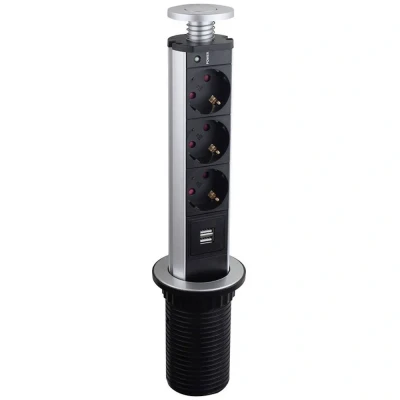 Immagine di LEDmaxx TSD001 Multipresa verticale a torre 3 scomparti Alluminio, Nero 1 pz.