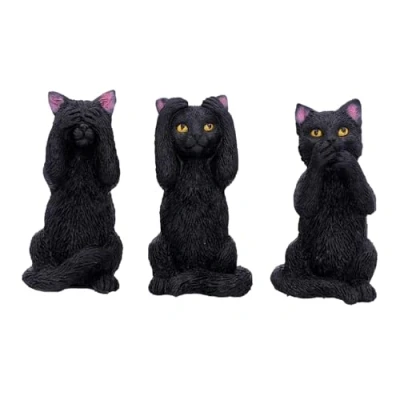 Immagine di Nemesis Now, Statuine con tre felini saggi, 8,5 cm, colore: nero, U4802P9