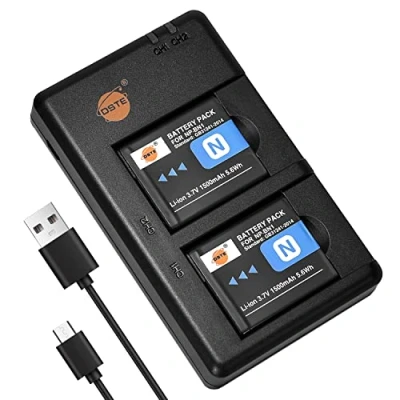 Immagine di DSTE 2PCS NP BN1 (1500mAh/3.7V) Batteria Caricatore Compatibile per Sony DSC QX10, QX100, T99, T110, TF1, TX5, TX7, TX9, TX10, TX20, TX30
