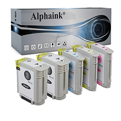 Immagine di alphaink 5 cartucce compatibili con HP 940XL C4906AE C4907AE C4908AE C4909AE per stampanti LaserJet PRO 8000, 8500, 8500A A909, A910, A910A
