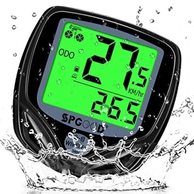 Immagine di SPGOOD Contachilometri Bici Senza Fili, 19 Funzioni IP54 Impermeabile, Con Display Retroilluminato Tachimetro Per computer Bici, Ciclocomputer Avvio/Arresto Automatico