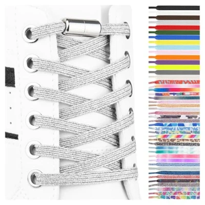 Immagine di SULPO Lacci scarpe elastici con chiusura rapida in metallo senza legatura piatti silicone nodo per adulti e bambini Stringhe elastiche