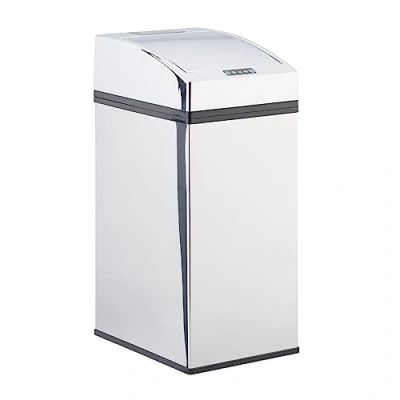 Immagine di Relaxdays Pattumiera con sensore coperchio automatico acciaio inox secchio interno igienico 7 L HxLxP: 35x15x20 cm argento