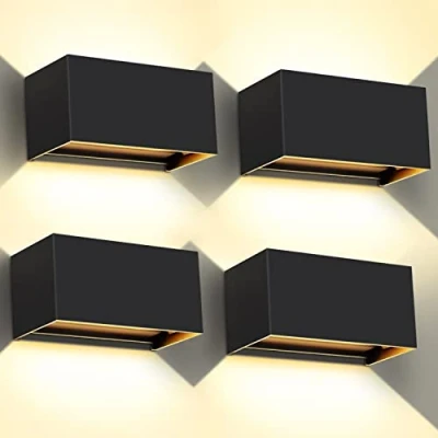 Immagine di Kingwen 4 Pezzi Applique da Parete Interno Esterno 20W Angolo del Fascio Regolabile Lampade Moderne 3000K Bianco Caldo IP65 Impermeabile Nero