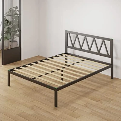 Immagine di Novilla Rete Letto Una Piazza e Mezza 120x190 con Testiera Pediera, Struttura a Doghe in Legno, Spazio di Archiviazione Sotto al Letto, Perfetto per Tutti Tipi Letti Materassi, Nero